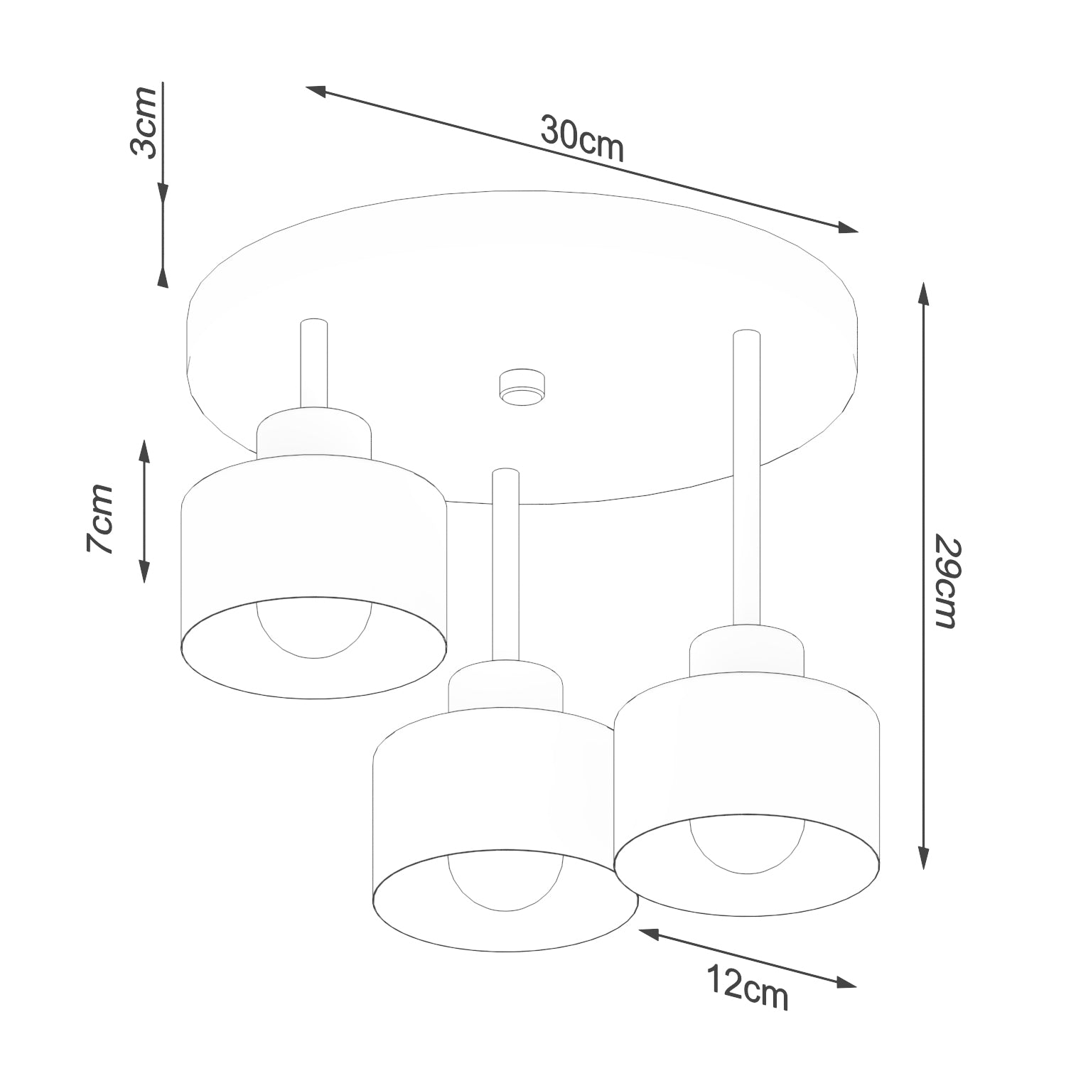 Loftslampe SAVAR 3 sort