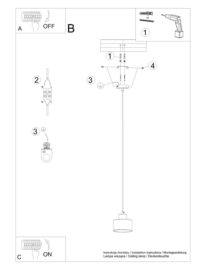 Vedhæng lampe SAVAR 1 sort