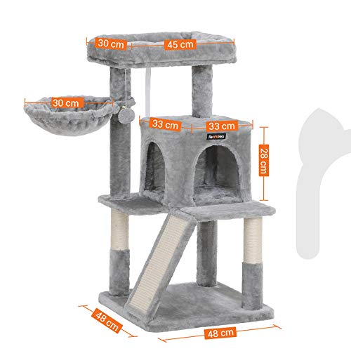 Cat Tree, Cat Tower, Cat Condo, skrabebræt, lysegrå - Lammeuld.dk