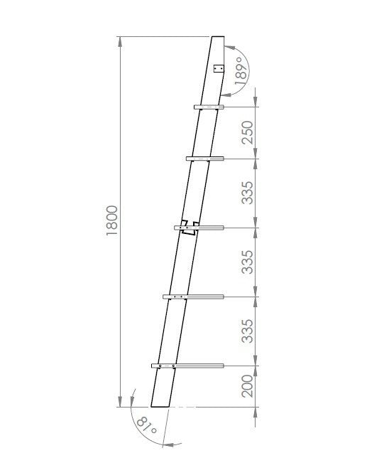 ASHME Stigehylde med spejl 45x180cm - Asketræ Hylder/Hvid