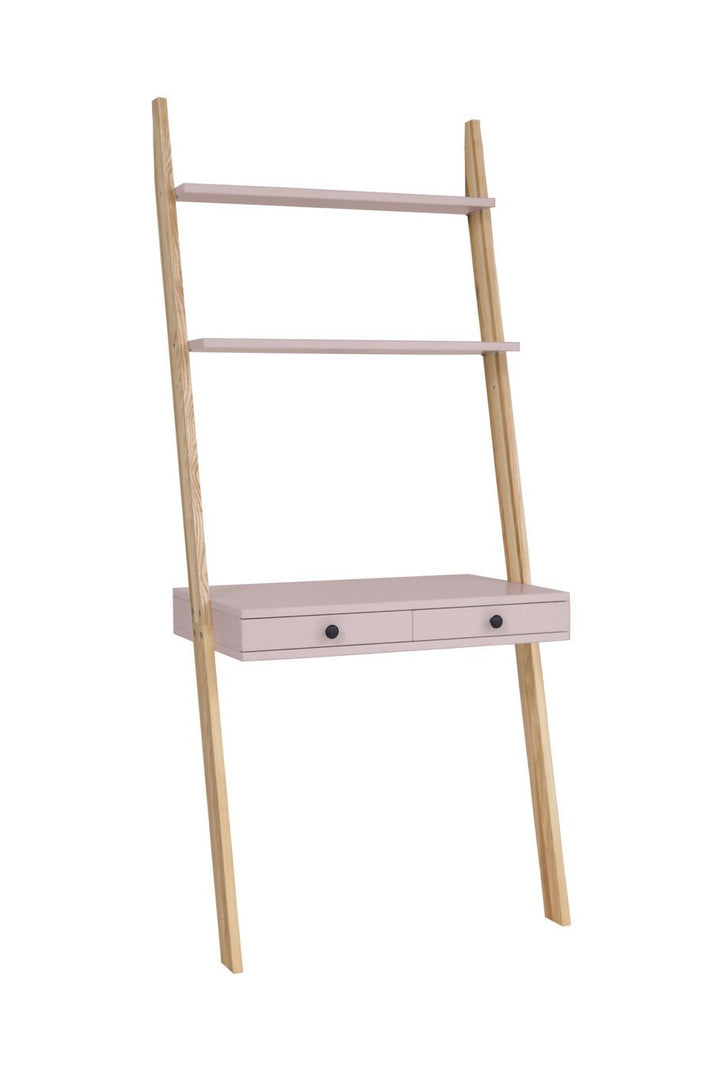 LENO Stigehylde Skrivebord 79x183cm - Asketræ / Pink