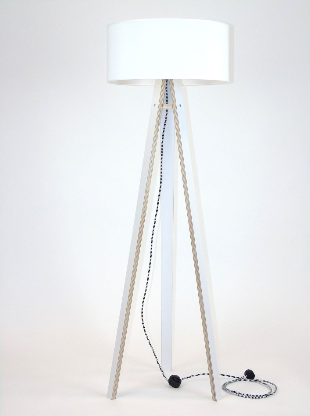 WANDA Gulvlampe 45x140cm - Hvid / Hvid Lampeskærm / Zig-zag