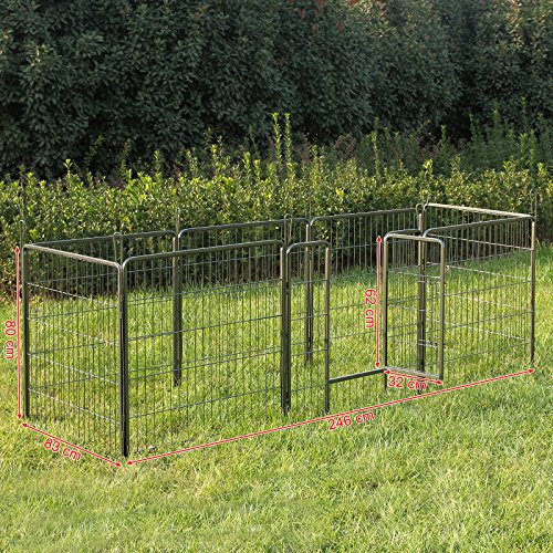 Heavy Duty Puppy Playpen Play Whelping Pen, 8 paneler Grå XL (80 x 80 cm) - Lammeuld.dk