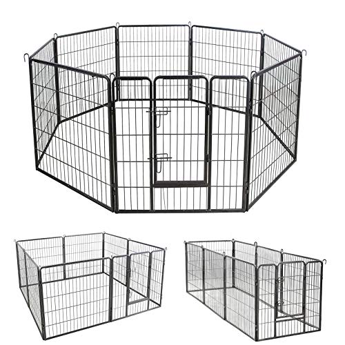 Heavy Duty Puppy Playpen Play Whelping Pen, 8 paneler Grå XL (80 x 80 cm) - Lammeuld.dk