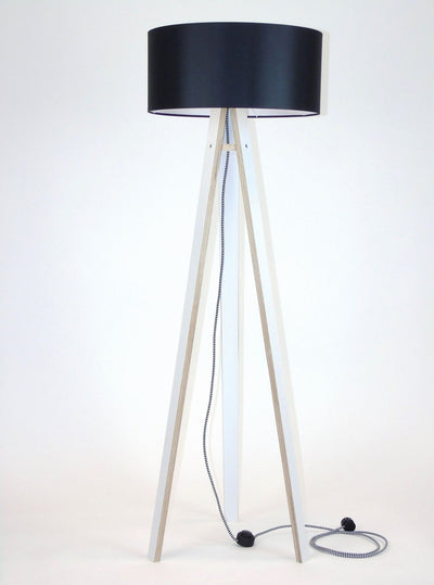 WANDA Gulvlampe 45x140cm - Hvid / Sort Lampeskærm / Zig-zag