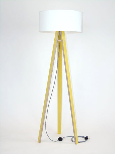 WANDA Gulvlampe 45x140cm - Gul / Hvid Lampeskærm / Zig-zag