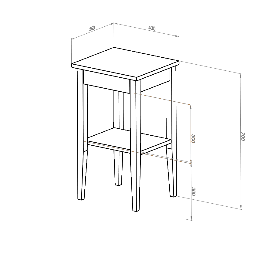 ENTLIK Sengebord 40x35xH70cm Marineblå