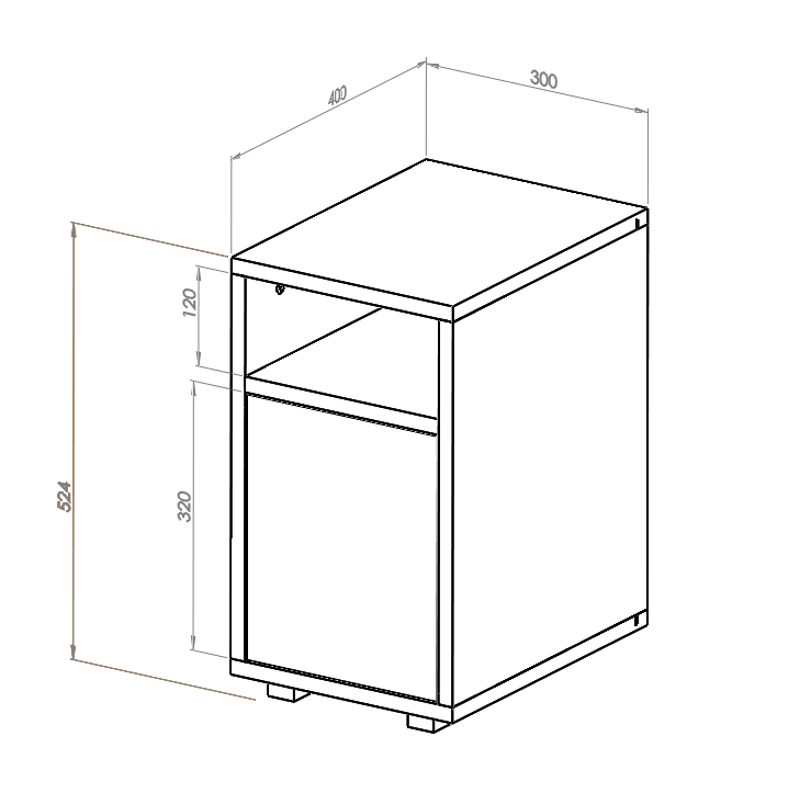 SLIM Sengebord B 30cm x D 40cm - Lysegrå