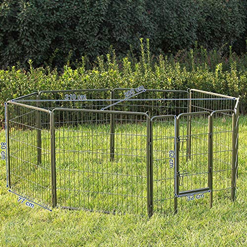 Heavy Duty Puppy Playpen Play Whelping Pen, 8 paneler Grå XL (80 x 80 cm) - Lammeuld.dk