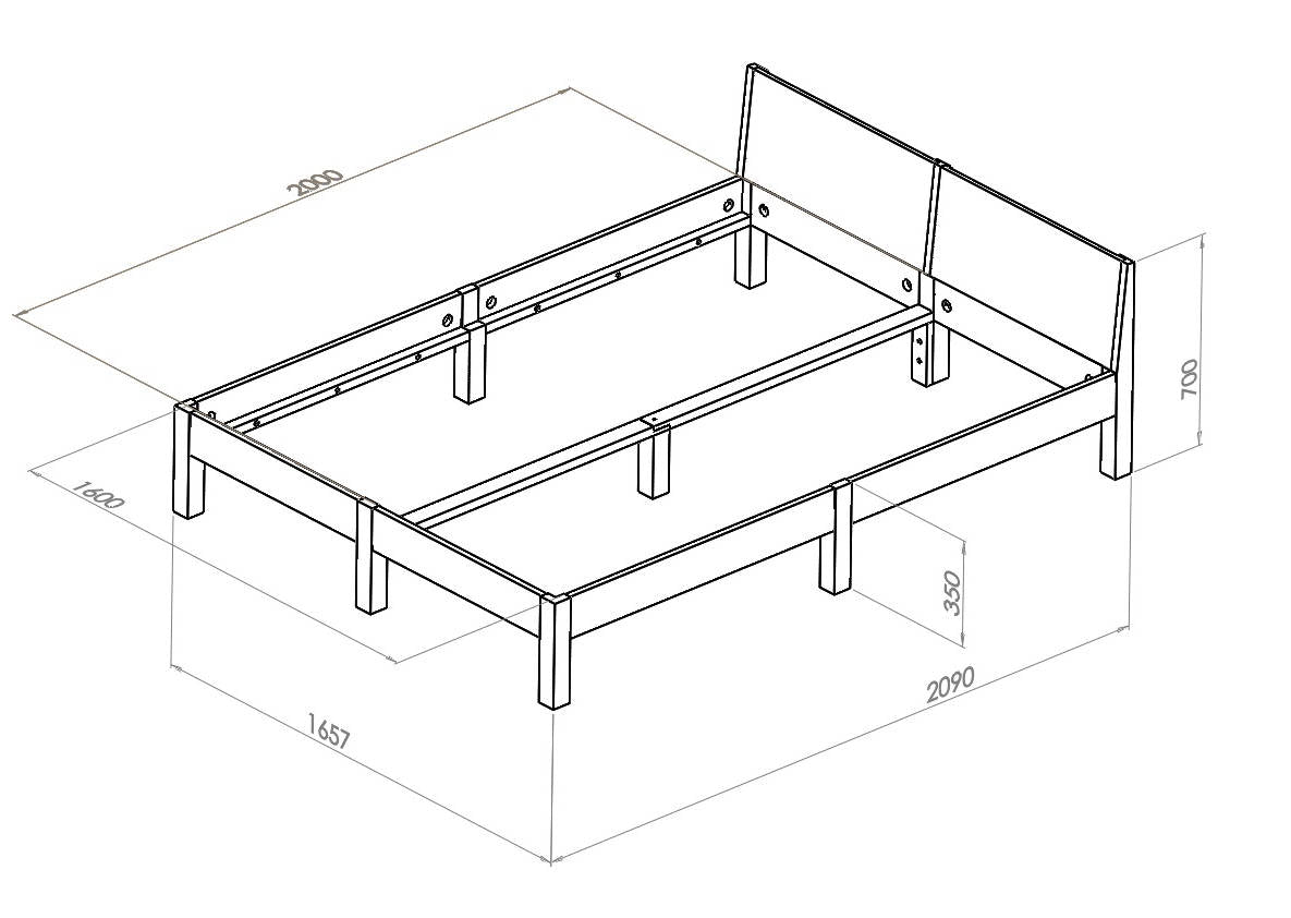 DABI Seng B 160cm x L 200 cm / Hvid