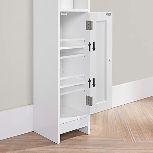 Reol, badeværelsesskab med justerbare hylder, pladsbesparende, L18 x B20 x H80 cm, hvid