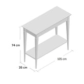 MAMO Konsolbord med hylde 105x35cm Petrol Blå Sorte Ben