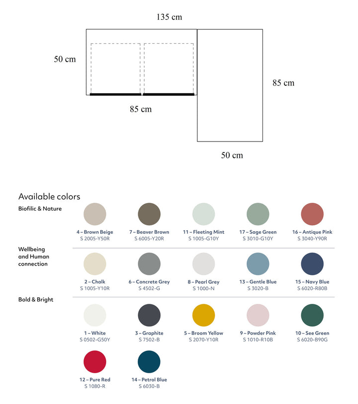 LUKA Asketræ Hjørneskrivebord B 135cm x D 85cm / Hvid Højre Side