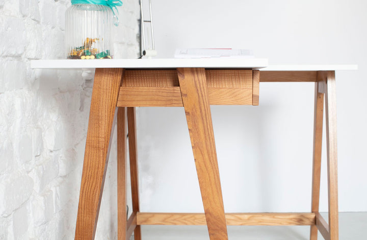 LUKA Hjørneskrivebord B 115cm x D 85cm / Rød Eg Højre Side