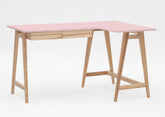 LUKA Asketræ Hjørneskrivebord B 135cm x D 85cm / Pink Højre Side