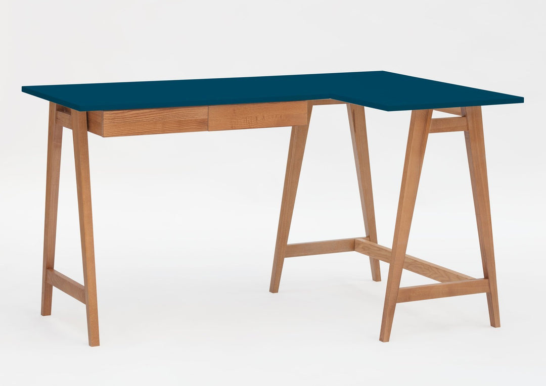 LUKA Hjørneskrivebord B 135cm x D 85cm / Petrolblå Eg Højre Side