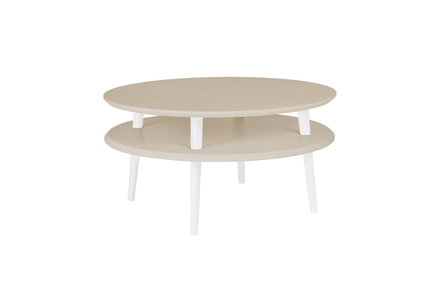 UFO Sofabord Diam 70cm x Højde 35cm Brun Beige Hvid Ben