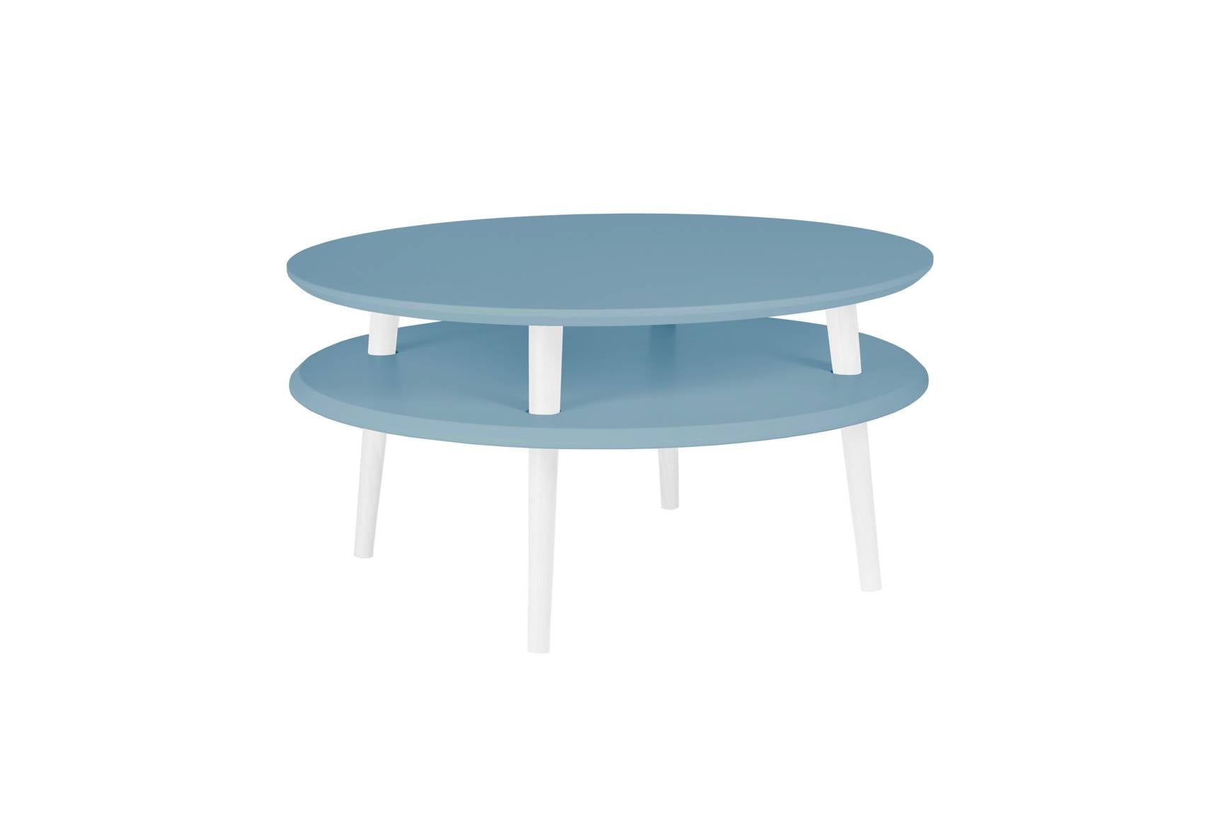 UFO Sofabord Diam 70cm x Højde 35cm Gentle Blue Hvide Ben