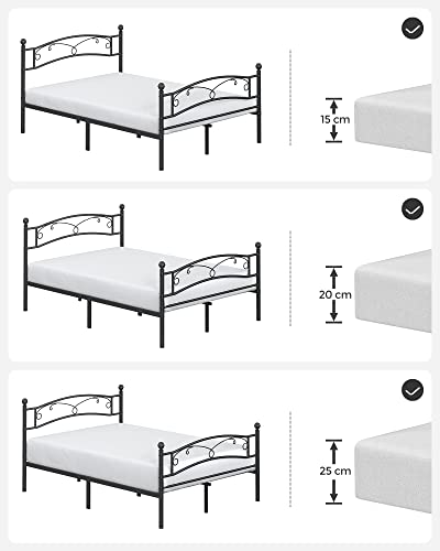 Dobbeltsengestel i metal, Passer til 140 x 190 cm madras, nem samling, sort