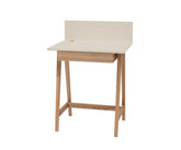 LUKA Asketræ Skrivebord 65x50cm med Skuffe / Brun Beige