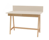 LUKA Asketræ Skrivebord 110x50cm med Skuffe Brun Beige