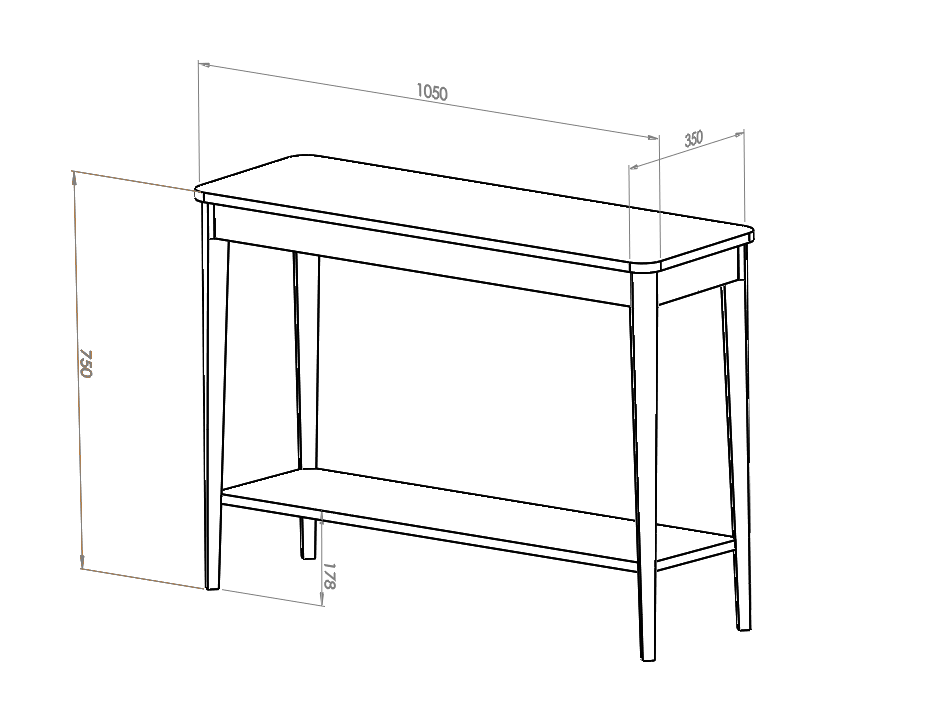 ASHME Konsolbord 85x35cm - Gul