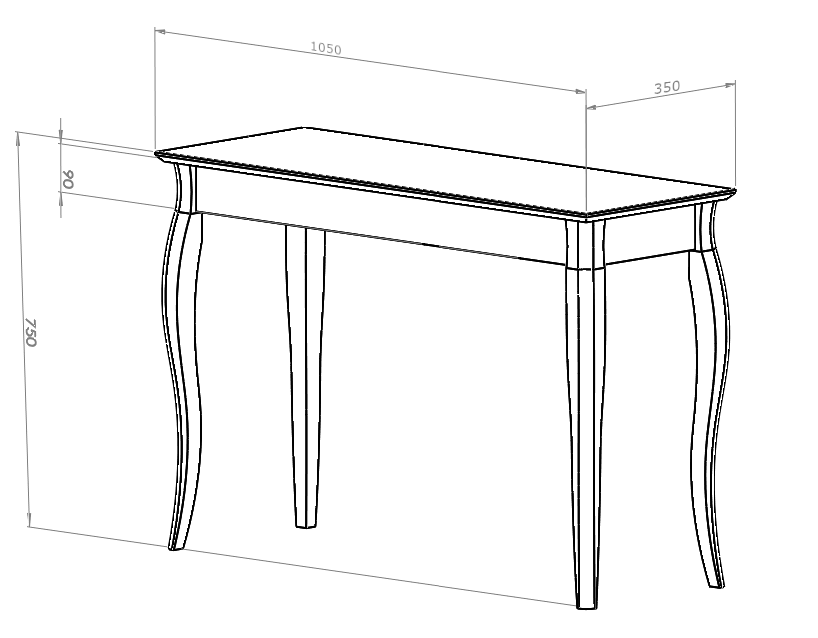 LILLO Konsolbord 105x35cm Hvid