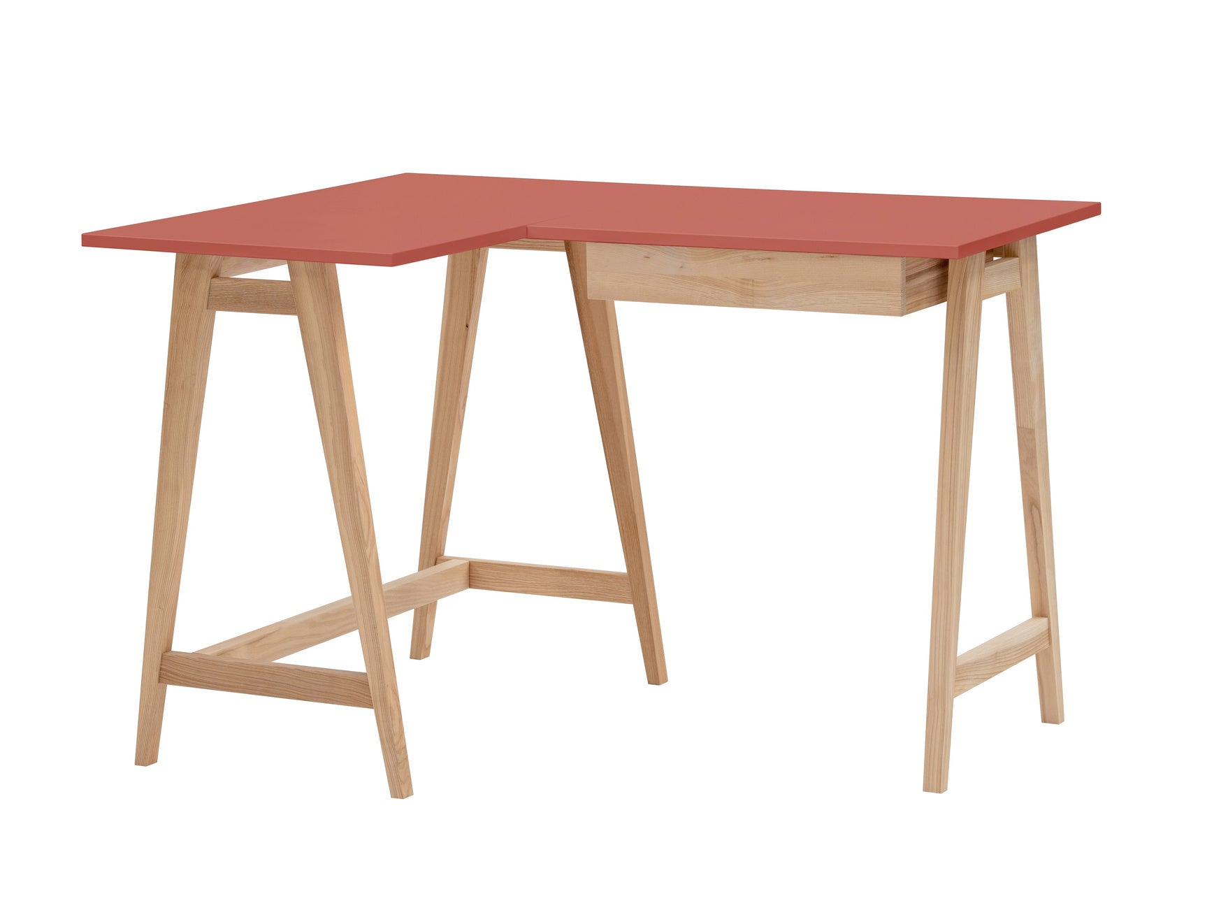 LUKA Asketræ Hjørneskrivebord B115 x D85cm Antik pink Venstre Side