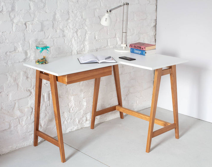 LUKA Hjørneskrivebord B 115cm x D 85cm Grøn Eg Højre Side