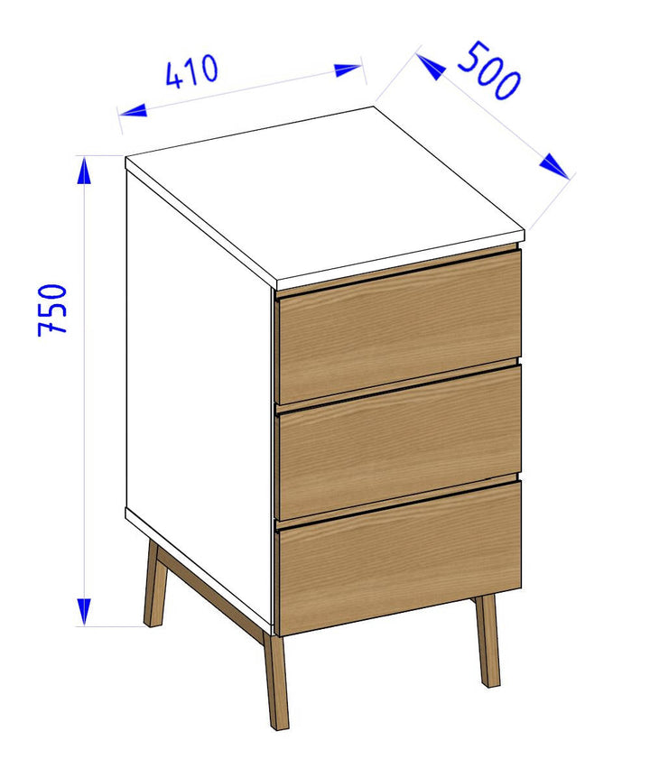 LUKA 3-skuffer Opbevaringsskab B41xD50cm Kridthvid