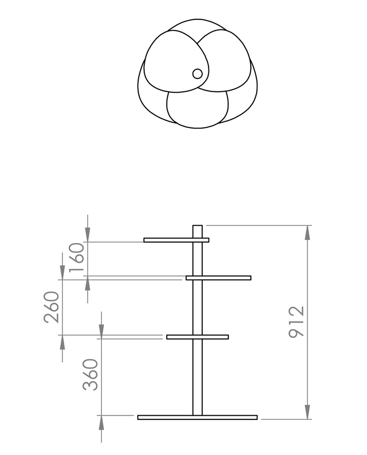 MAGLA 3-lags Asketræ Plantestand B55 x H91cm Gul