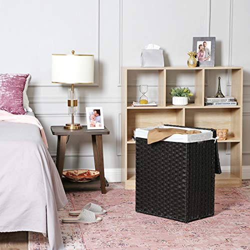 Smuk vasketøjskurv, i sort polyrattan - Lammeuld.dk