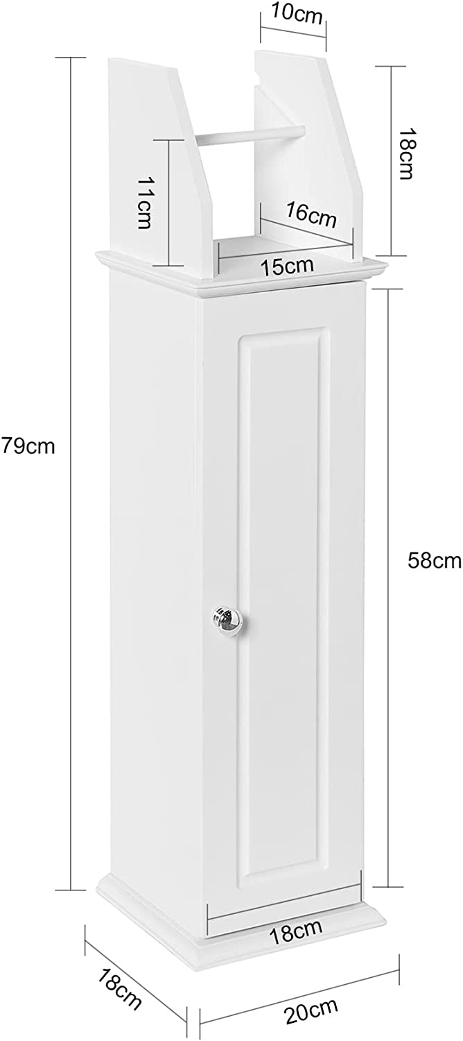 Fritstående skab til toiletpapir, hvid, 20x18x79 cm