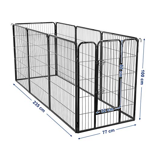 Paneldyr Til Kæledyr, Kabinet Til Kraftig Hund, 77 X 100 Cm, Sort