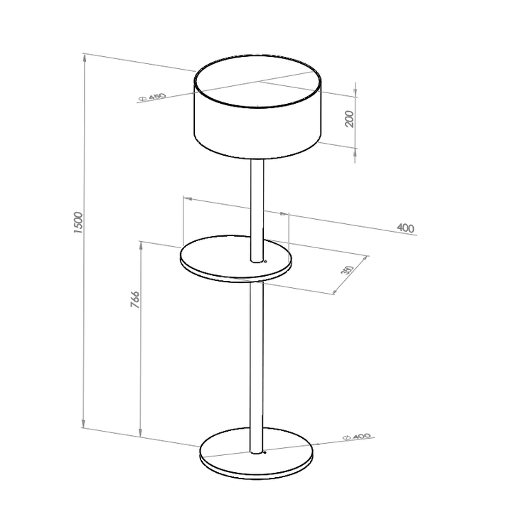 UFO Gulvlampe 45x150cm Brun Beige / Hvid Lampeskærm