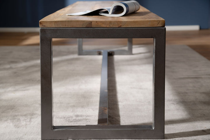 Entrébænk i mangotræ, 120x46x45cm, vintage-stil