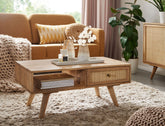 Sofabord i massivt mangotræ, 90x40x45 cm, naturfarvet