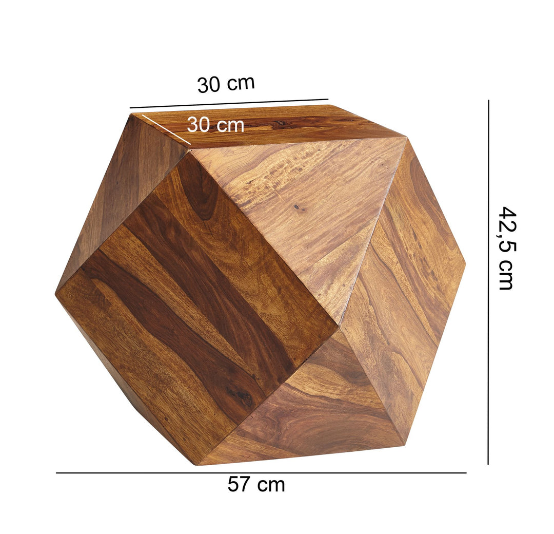 Sofabord i diamantform, massivt træ, 57 x 42,5 x 57 cm, brun