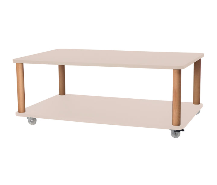 ASHME Sofabord med Hjul 64x105cm Brun Beige