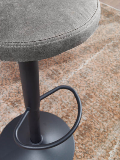 Roterende barstol / bistrostol, grå ruskind skammel uden ryglæn, 58-79 cm