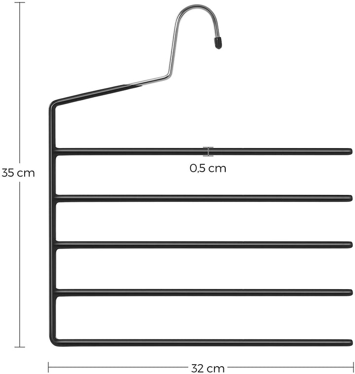 Praktiske bøjler til bukser i metal, sæt med 4 stk., sort