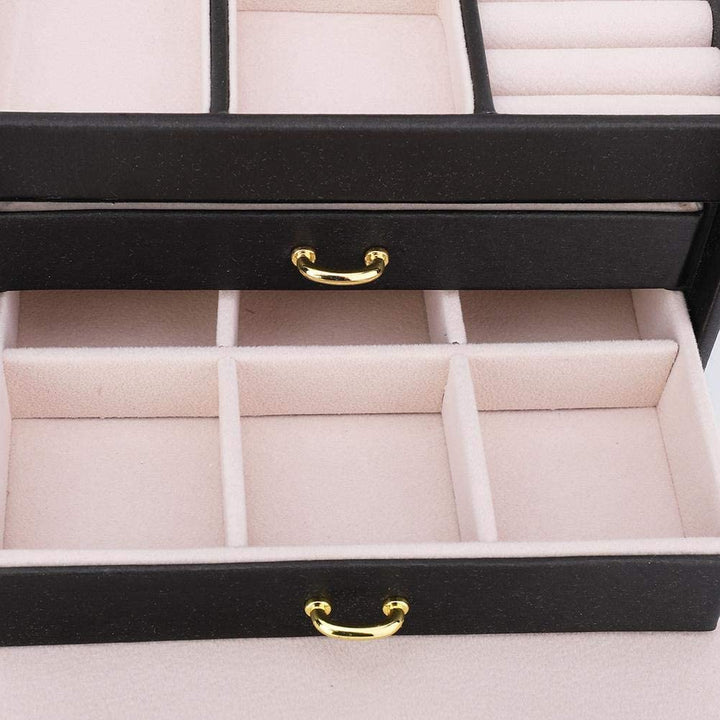 Smykkeskrin smykkeskrin PU læder smykkeskrin smykkeskrin låsbar smykkearrangør med spejl, til kvinder dragter til ringe halskæder armbånd - Lammeuld.dk