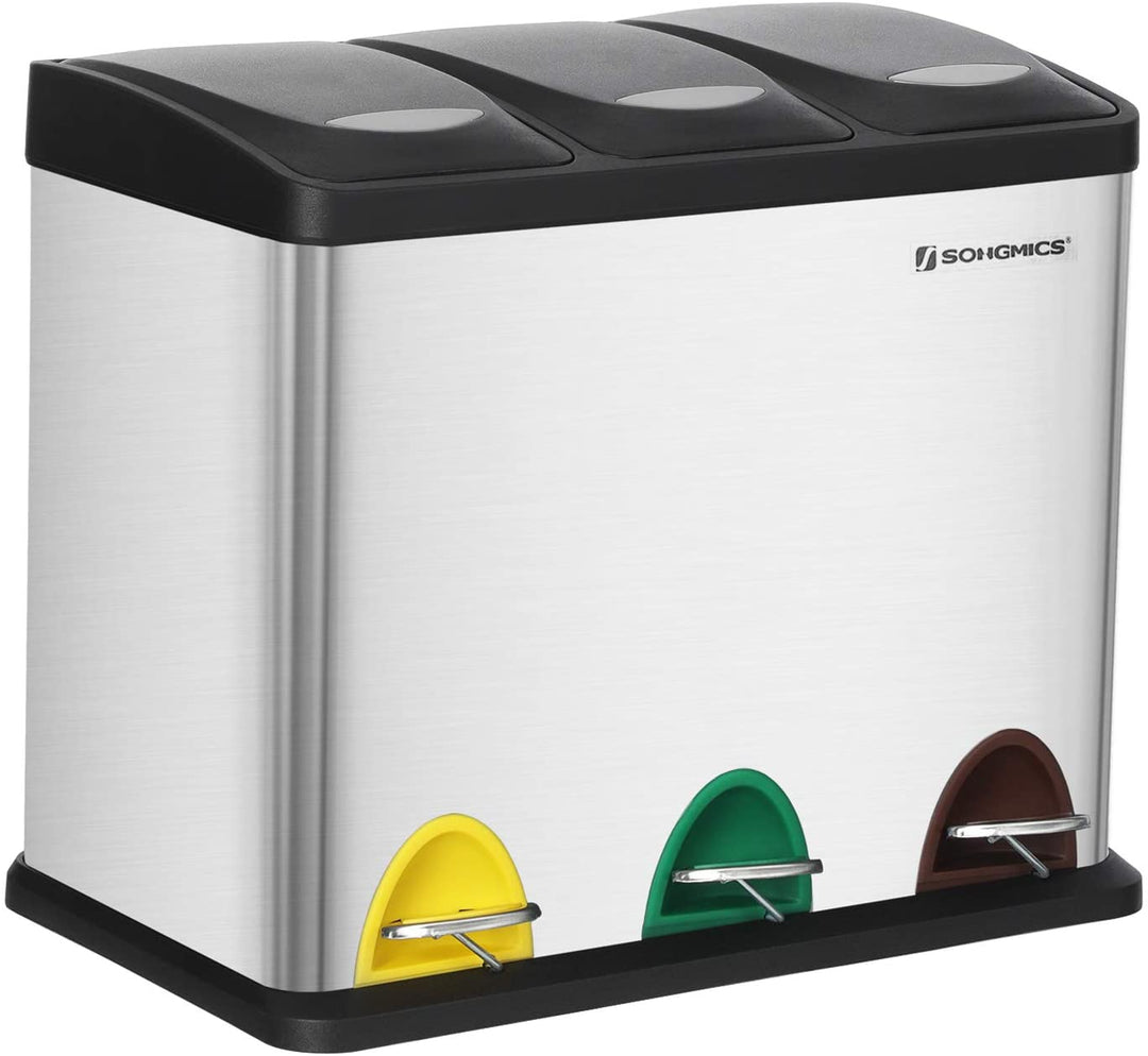 Affaldsspand med 3 rum til sortering - rustfrit stål (24 liter 3x8L) - Lammeuld.dk