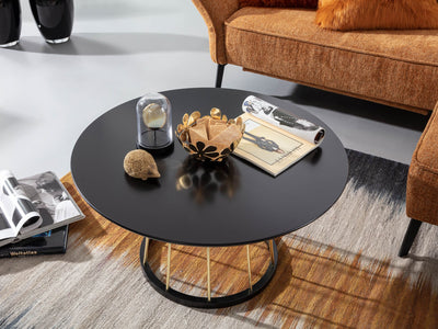 Art deco sofabord til det stilfulde hjem, 80x80x42cm, sort og guldfarvet