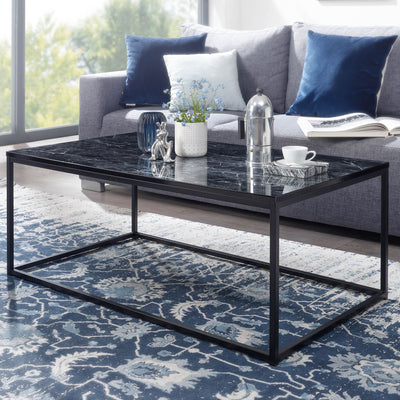 Sofabord med marmor-look,  100x60x40 cm, sort