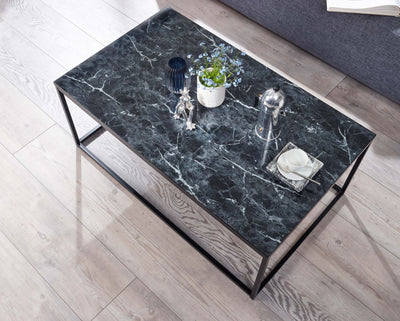 Sofabord med marmor-look,  100x60x40 cm, sort