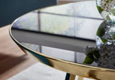 Sofabord i glam-stil, metal og glas, 76x76x41 cm, sort