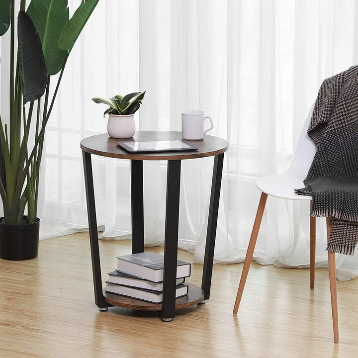 a table with a potted plant on top of it 