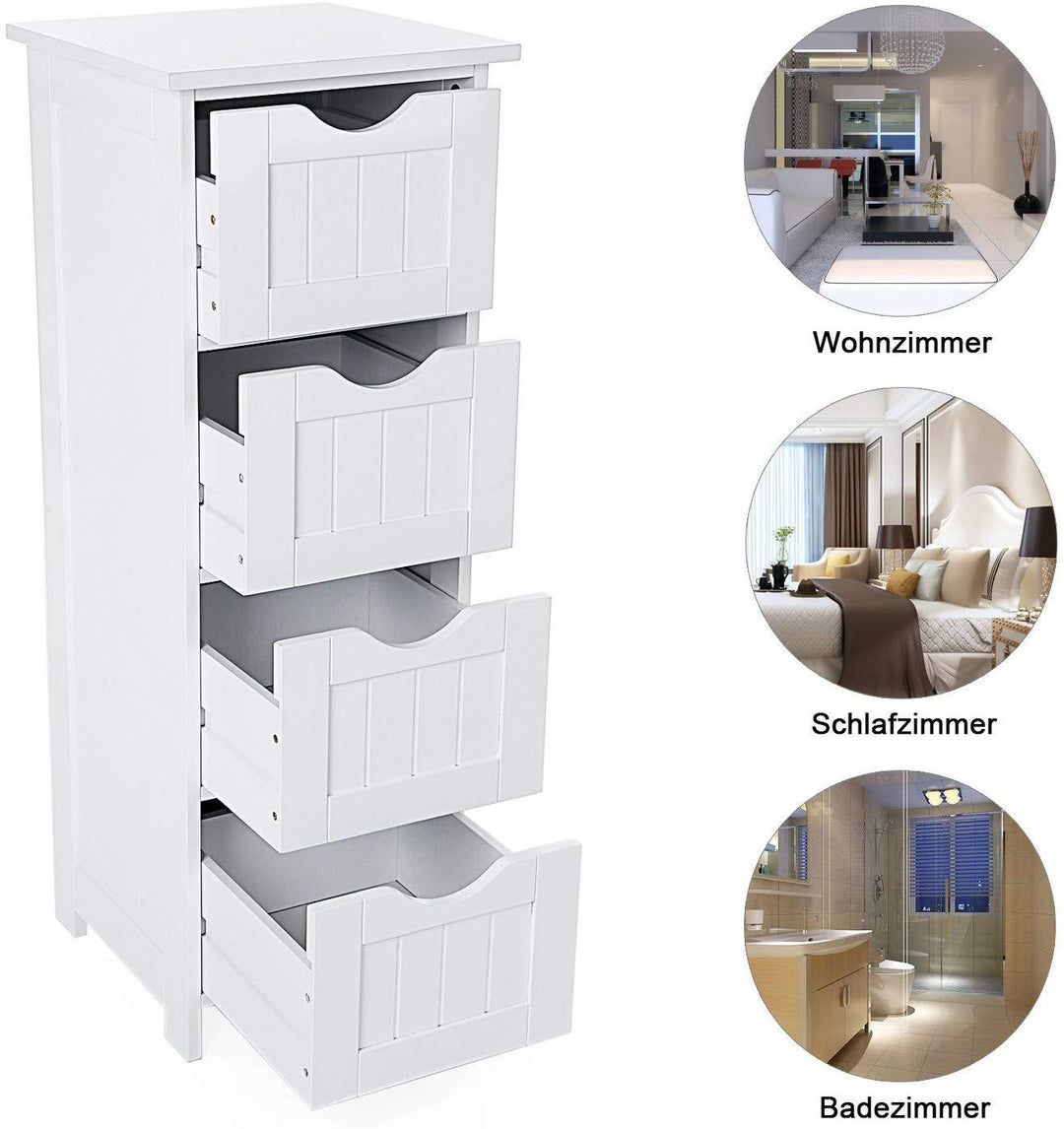 Skuffedarie med 4 skuffer til badeværelse, 30 x 30 x 82 cm - Lammeuld.dk