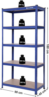 Lagerreol - 180 x 90 x 45 cm - 1325 kg Kapacitet - Lammeuld.dk